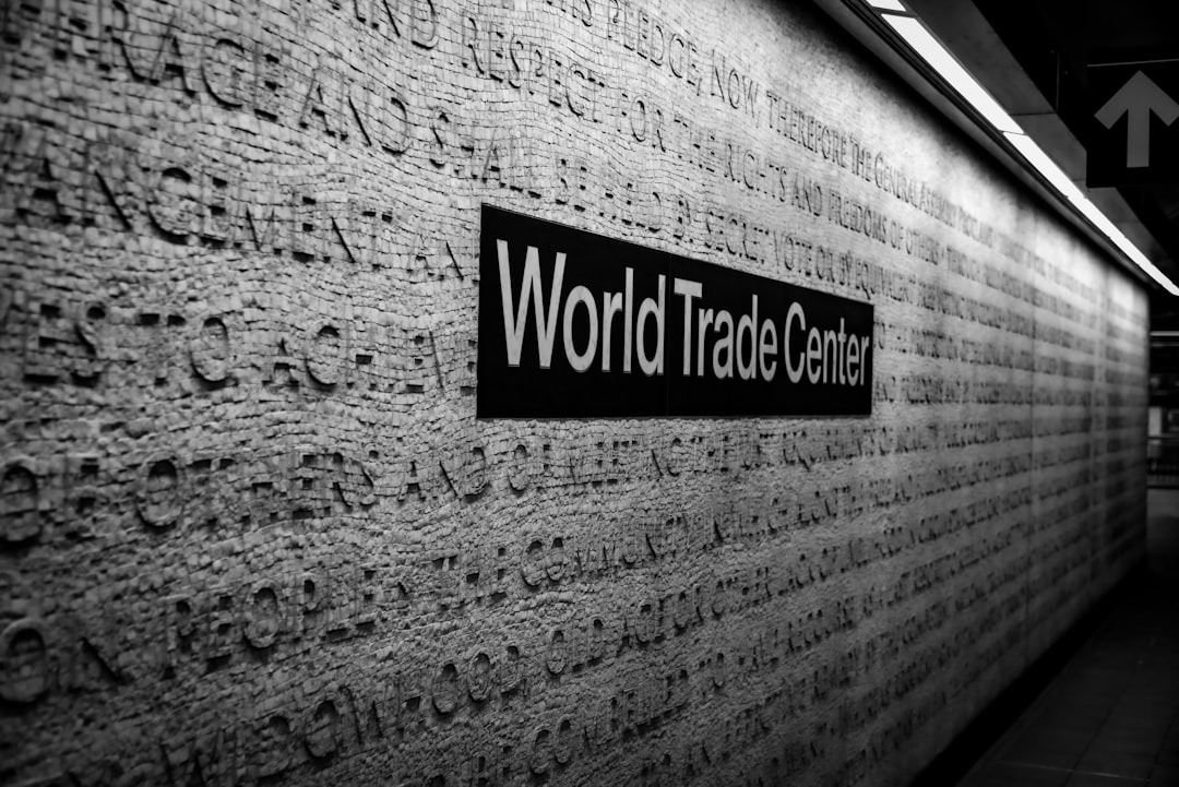 a-black-and-white-photo-of-a-world-trade-center-sign-hdlsbccbdna